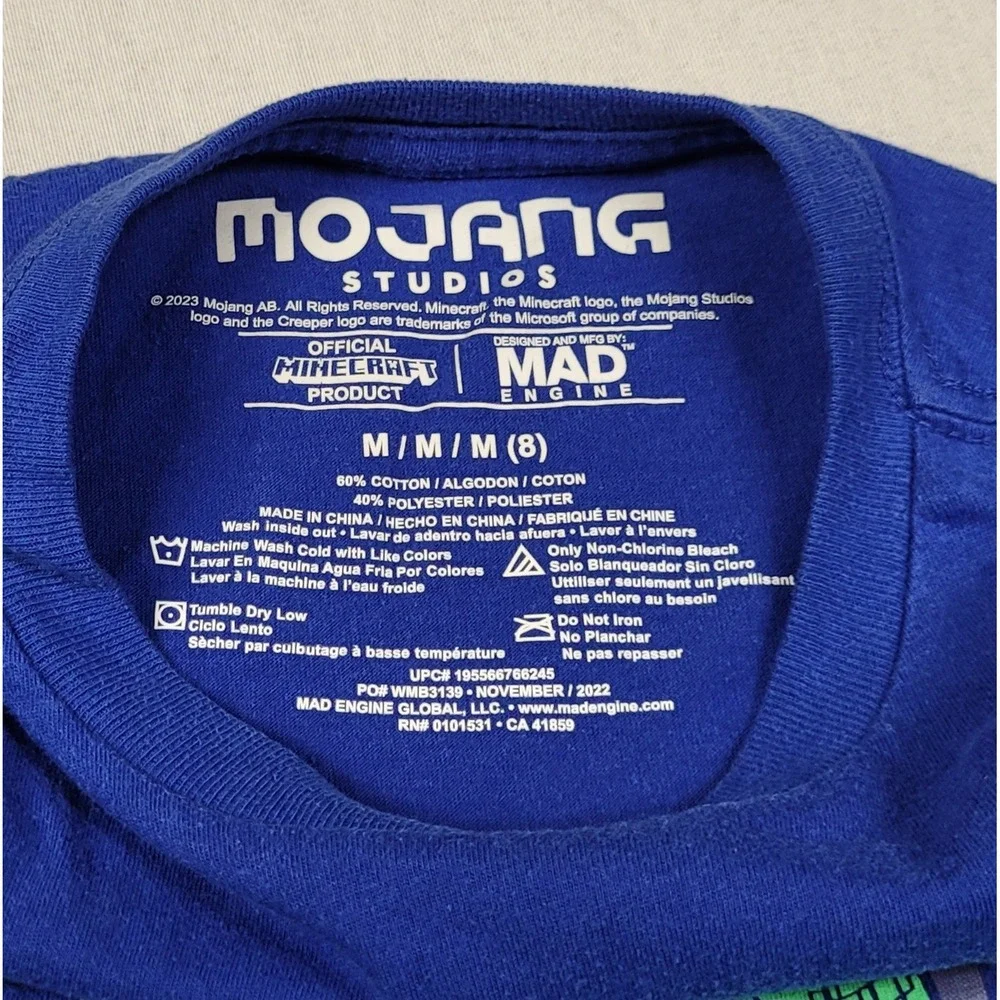 Minecraft Boys Grid Short Sleeve Graphic Print Blue T-Shirt Size M (8)